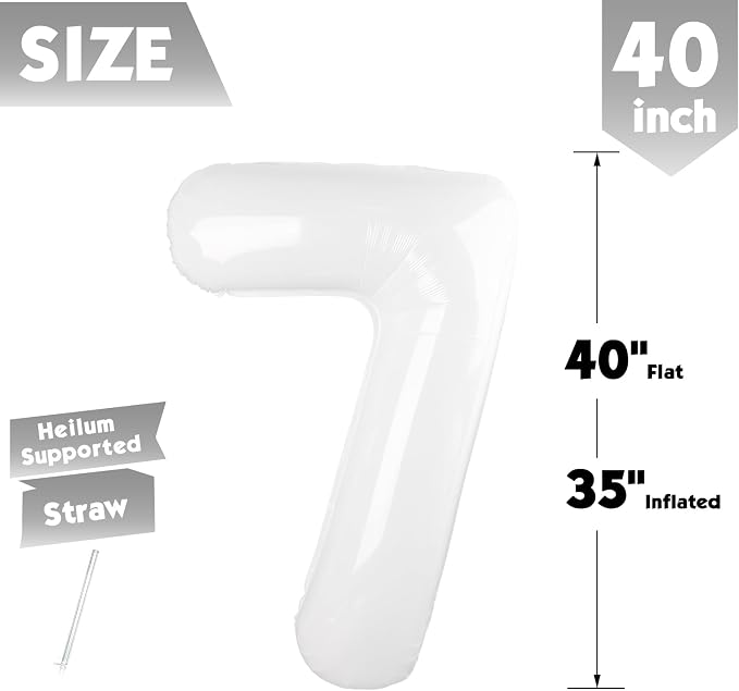 40 Inch White Number 7 Balloon Birthday Party Decorations - Image 5
