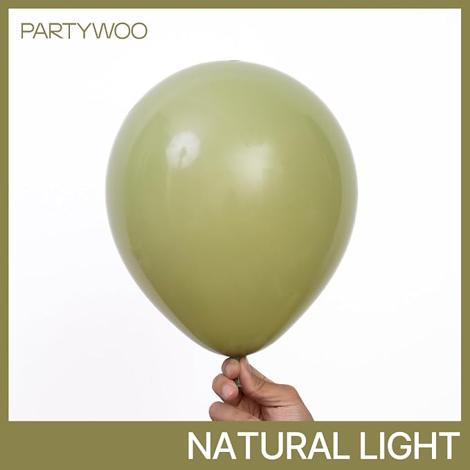 PartyWoo Sage Green Balloons 50pcs Olive Eucalyptus Green Color | 12 Inch - Image 3