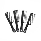 4 Pcs Wide Tooth Combs for Disentangling and Styling Long, Curly Hair (Black)