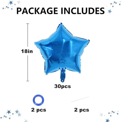 TONIFUL 30 Pcs Star Shaped Balloons 18 Inch Large Blue Foil Balloons | Big - Image 2