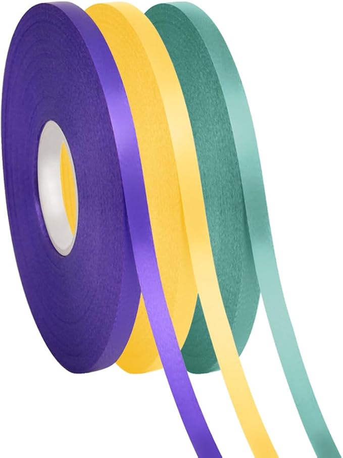 3 Rolls Curling Ribbon for Gift Wrapping for Wreath Bows Bouquet, Mardi Gras by PendantofLuck