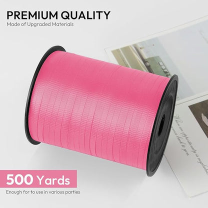 Pink Crimped Curling Ribbon, 1/5" Wide x 500 Yards Christmas Curling Ribbons - Image 2