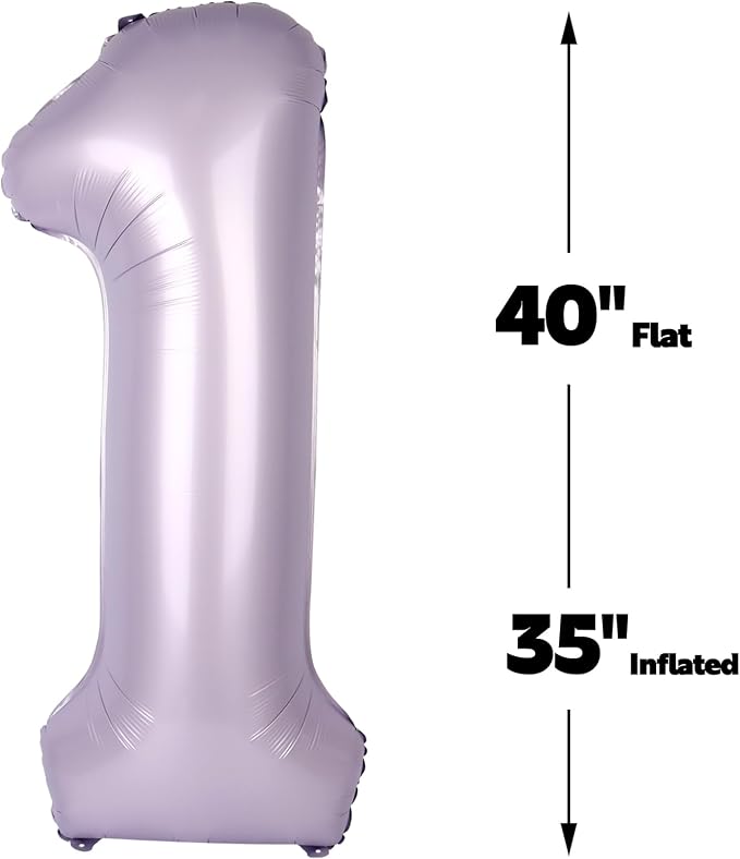 Lilac Number 1 Balloon 40 inch, Lavender Birthday Party Balloons Decorations | - Image 3
