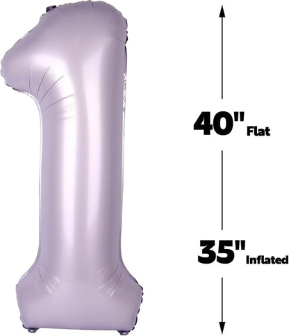Lilac Number 1 Balloon 40 inch, Lavender Birthday Party Balloons Decorations | - Image 3
