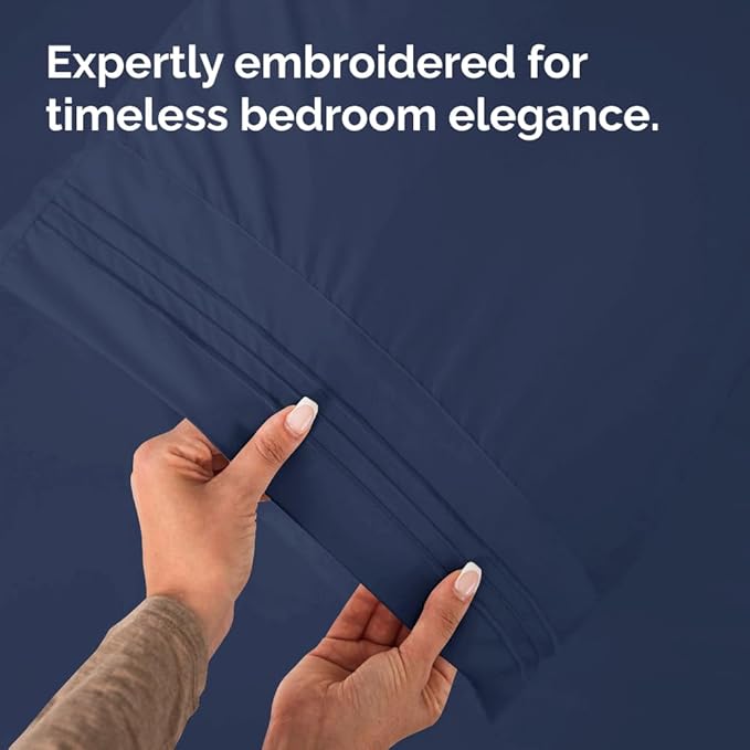 King Pillow Cases Set of 2 - Ultra Soft Hotel Quality Pillowcase Covers - Comfy, Cozy & Wrinkle Free - Shrinkage, Stain & Fade Resistant - Machine Washable Pillow Protectors - 2 Piece Set - Navy Blue