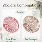 2PACK Satin Bonnet Hair Bonnet For Sleeping Silk Bonnets Womens Silky Night Caps Double Layer Curly Hair Sleep Cap