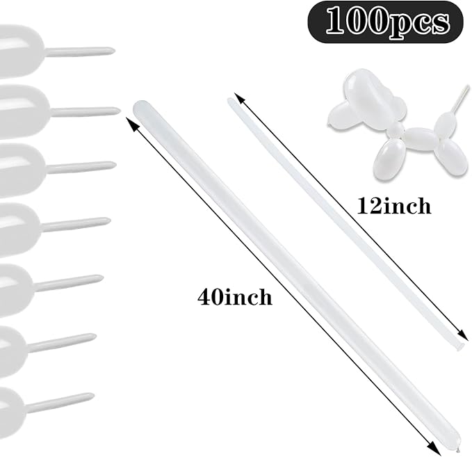 White 260 Long Balloons 100 Pack White Modeling Long Magic Balloons Thickening - Image 3