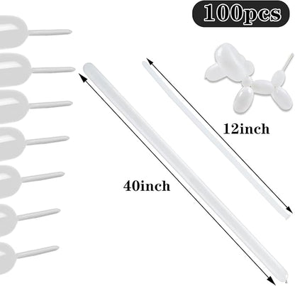White 260 Long Balloons 100 Pack White Modeling Long Magic Balloons Thickening - Image 3