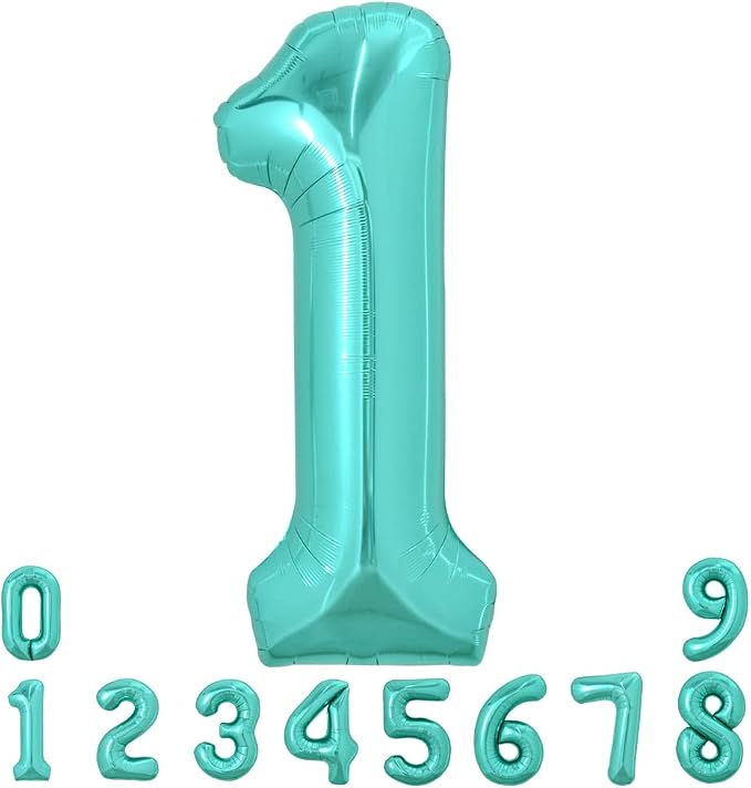 TONIFUL 40 Inch Large Teal Blue Number Balloons, Giant Jumbo Helium Foil Mylar by TONIFUL