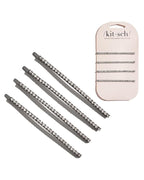 Kitsch Rhinestone Hair Accessories for Women, Stylish and Decorative Bobby Pins, Extra Long Sparkly Hair Clips for Weddings, Party, Events or Everyday Look | Ideal Gifts for Women - Set of 4, Hematite