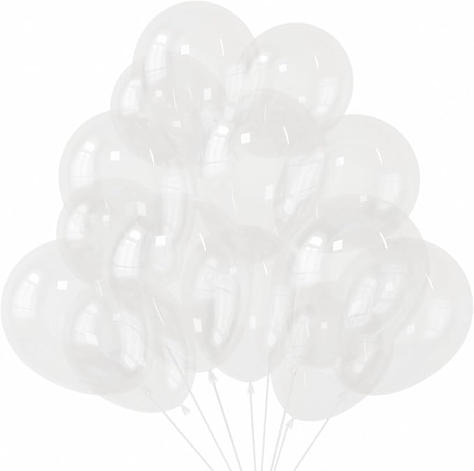 KBZVNAF Clear Latex Party Balloons 50 Pack 12 inch | Transparent Helium Balloons by KBZVNAF