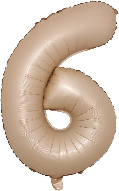 40 inch Caramel Cream Color Number Balloons 0-9 Large Digital Foil Helium Brown by RUIANSI