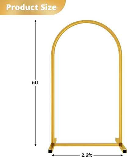 6 ft Gold Metal Balloon Arch Stand, Arch Backdrop Stand - Image 2