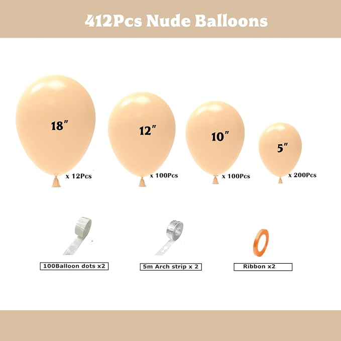 412pcs Nude Balloons Different Sizes 18 12 10 5 Inch, nude balloon arch - Image 2