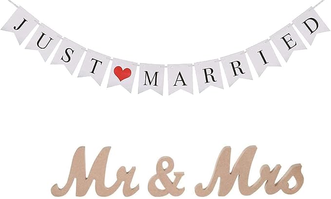VIOPVERY Wooden Mr & Mrs Wedding Sign - Image 5