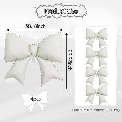 4pcs Jumbo Oversized Ribbon Balloons Coquette Bow Balloons Bow Party Coquette - Image 3