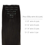 WENNALIFE Clip in Human Hair Extensions, 24 Inch 120g 7pcs Natural Black Hair Extensions Clip In Human Hair Remy Clip in Hair Extensions Real Human Hair Double Weft
