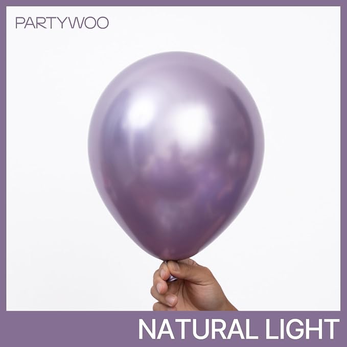 PartyWoo Metallic Purple Balloons 50pcs Chrome Purple Color 12 Inch | Balloons - Image 2