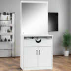 BarberPub Backwash Shampoo Bowl Sink Chair Station with Mirror Salon Styling Cabinet Spa Equipment 3130 (White)