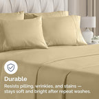 King Pillow Cases Set of 6 - Ultra Soft Hotel Quality Pillowcase Covers - Comfy & Wrinkle Free - Shrink, Stain and Fade Resistant - Easy-Care, Machine Washable Pillow Protectors - 6 Piece Set - Beige