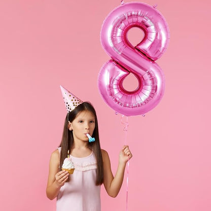 Pink Number Balloons, Large Hot pink Number 8 Balloon 40 Inch Pink 8 Balloon - Image 3