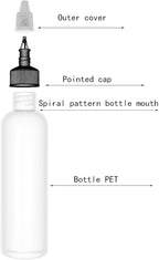 4 Pcs Dispensing Bottles, 5oz Plastic Boston Squeeze Bottles with Twist Top Cap