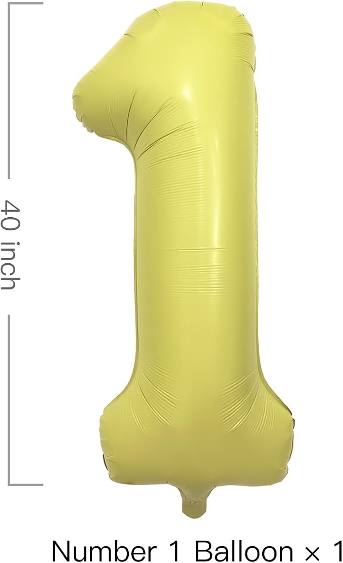 Pastel Yellow Number 1 Balloon 40 Inch Light Yellow Foil Number Balloons 1st - Image 2