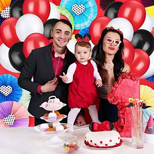 TecUnite 100 Pcs Red Black White Latex Balloons 13 Inch Colorful Round Balloons - Image 6