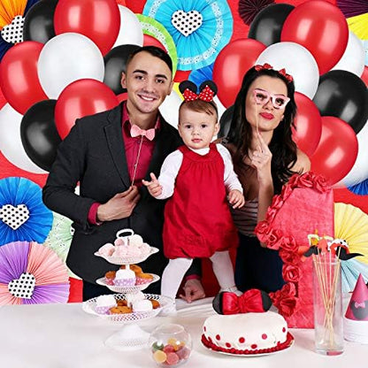 TecUnite 100 Pcs Red Black White Latex Balloons 13 Inch Colorful Round Balloons - Image 6