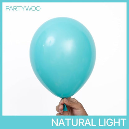 PartyWoo Teal Balloons 101pcs Turquoise Dark Teal Color 12 Inch | Balloons - Image 2