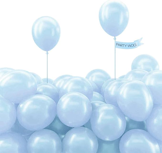 PartyWoo Pearl Light Blue Balloons 100pcs Baby Pastel Blue Color | 5 Inch by PartyWoo
