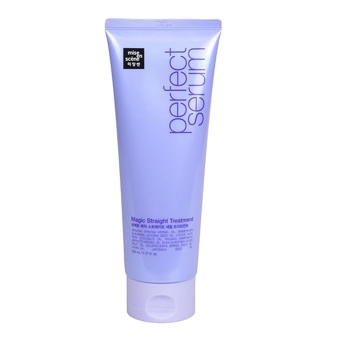Mise En Scene Perfect Magic Straigt Serum Treatment | Anti-Frizz Cream for flyaway taming | Anti Humidity Hair Conditioner | Hydrating, Add Shine, Breakage Control | 7.77 Fl Oz
