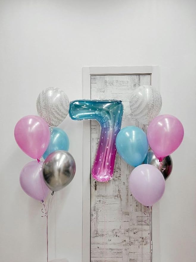 Number Balloons 40 Inch Pink Blue Purple 6 Balloon - Image 2