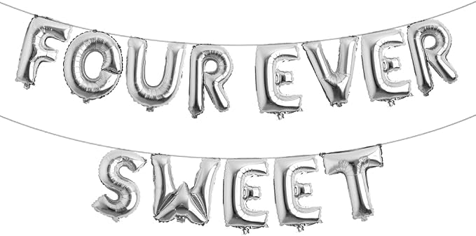Four Ever Sweet Birthday Decorations, 4 Four Years Old Fourth 4th Girl Boy by RUIANSI