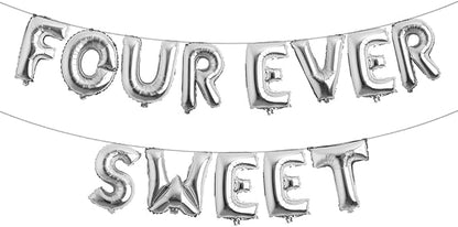 Four Ever Sweet Birthday Decorations, 4 Four Years Old Fourth 4th Girl Boy by RUIANSI