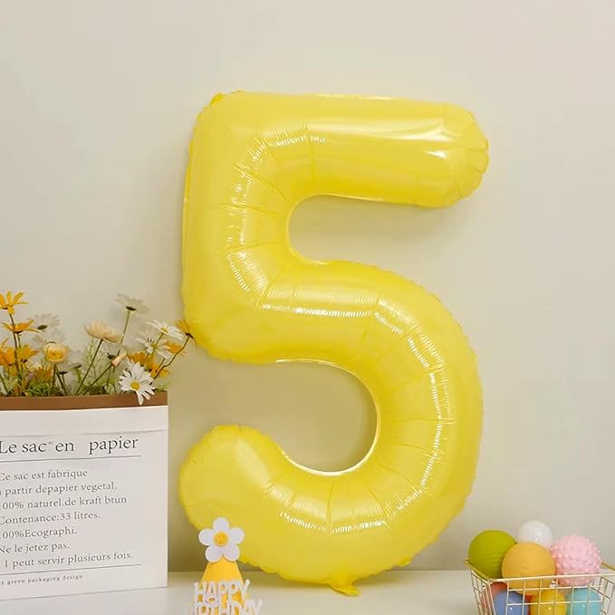 40 inch Yellow Number Balloon Giant Foil Helium Balloons Number 5 Balloon - Image 3