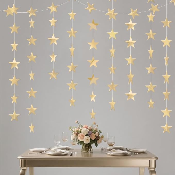 Champagne Shining Star Hanging Garland Champagne Hanging Sparkling Star - Image 4