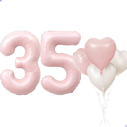 Pink 35 Balloon Number Pastel Pink 35th Birthday Party Decorations by Unknown