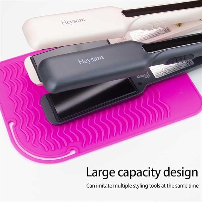 Heysam Heat-Resistant Silicone Mat/Non-Slip Vanity Pad for Hair Styling Tools-Hair Straighteners, Curling Irons and Flat Irons, Food-Grade Silicone, Suitable for Home, Travel, Salon Use, 9"x6.5"-Blue