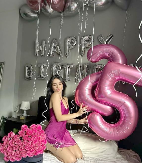 Pink Number 5 Balloon 40 inch, Balloon numbers party supplies, deco photo shoot - Image 5