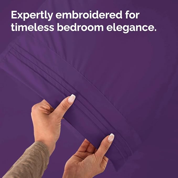 Standard Pillow Cases Set of 10 - Ultra Soft Hotel Quality Pillowcase Covers - Comfy, Cozy & Wrinkle Free - Shrink, Stain and Fade Resistant - Machine Washable Pillow Protectors - 10 Pcs Set - Purple