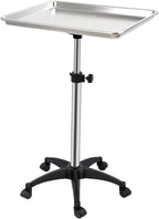 Salon Rolling Tray, Height Adjustable Tattoo Tray Rolling Cart, Storage Utility Trolley for Spa, Beauty Salon Service, Hairdresser Cart with Wheels, Black (Silver)