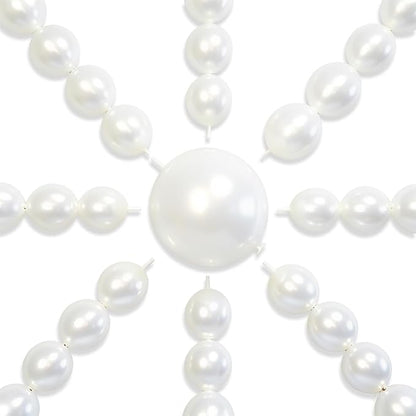PartyWoo Pearl White Linking Balloons 100pcs 6 Inch White Link Balloons | by PartyWoo