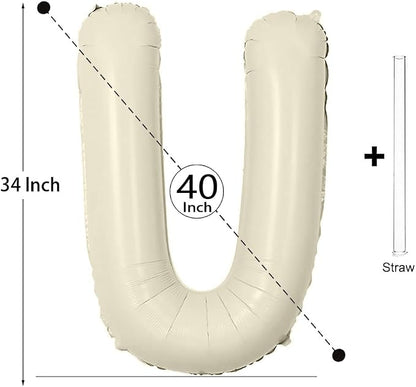 Letter Balloon 40Inch Cream White Big Alphabet Balloons Letter U | Giant Foil - Image 2