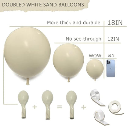 Double Stuffed White Sand Balloons Different Sizes 18In 12In 5In Light Grey - Image 3