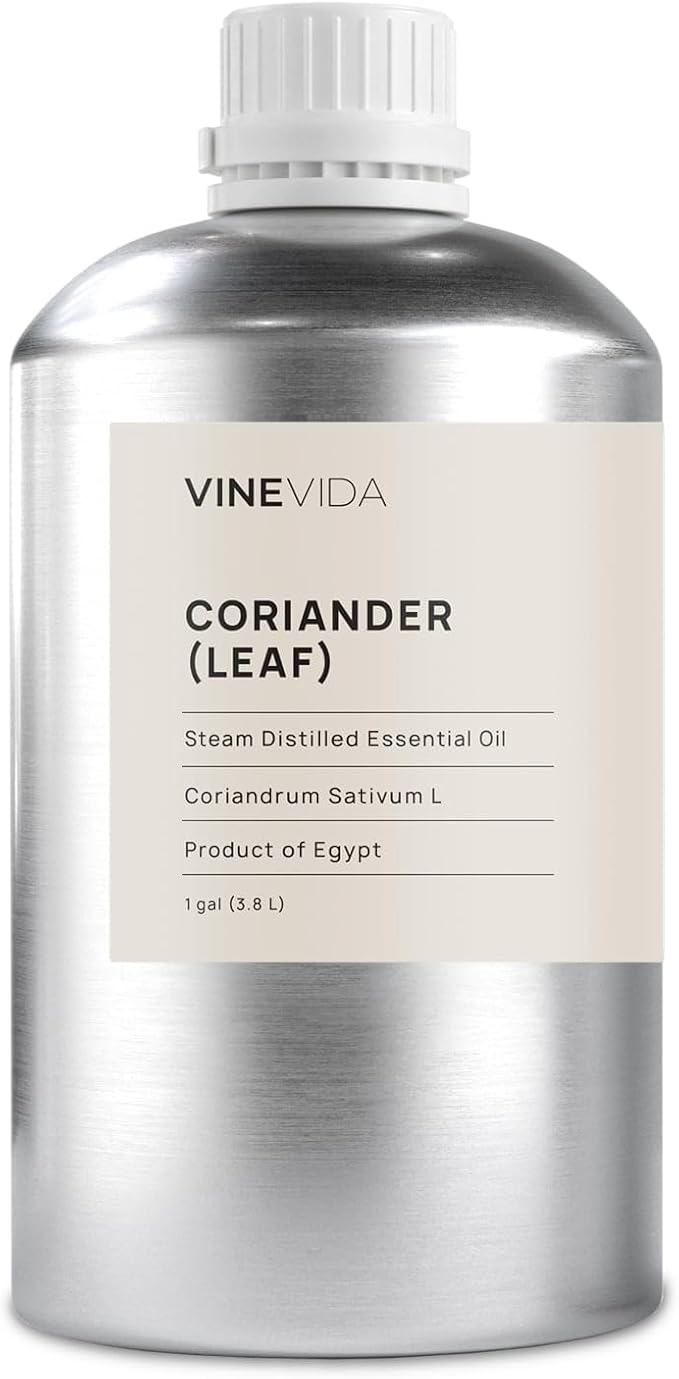 VINEVIDA Coriander (Leaf) Essential Oil - Gallon Coriander (Leaf) Oil Undiluted - Bulk Gallon Essential Oil for Soap Making Safe for Skin - DIY Candle Scents for Candlemaking Scents - 8 lbs