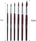 Transon Squirrel Hair Round Paint Brush Set for Watercolor Gouache Ink Acrylic Art Painting Short-Handle
