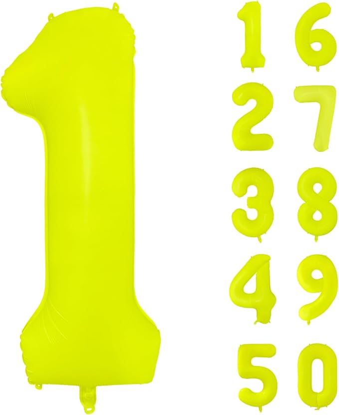 Fluorescent Yellow Number Balloon 40 inch Giant Foil Helium Balloons Yellow by Yeodong