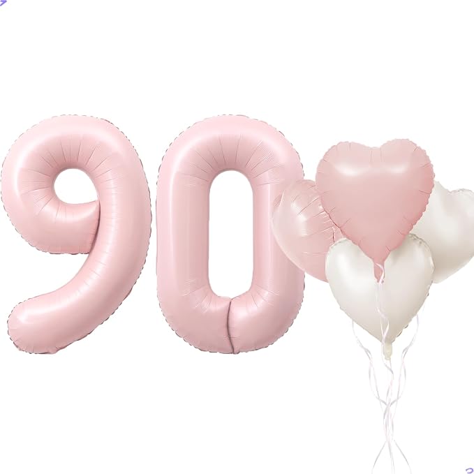 Pink 90 Balloon Number Pastel Pink 90th Birthday Party Decorations by Unknown