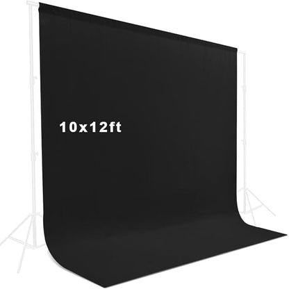 10X12ft Black Backdrop, LCUIRC Photo Backdrop Curtain Polyester Background by LCUIRC
